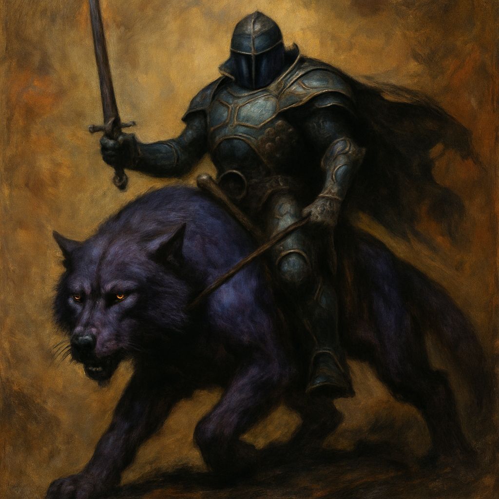 Futuristic Warrior on Panther-Wolf Mount