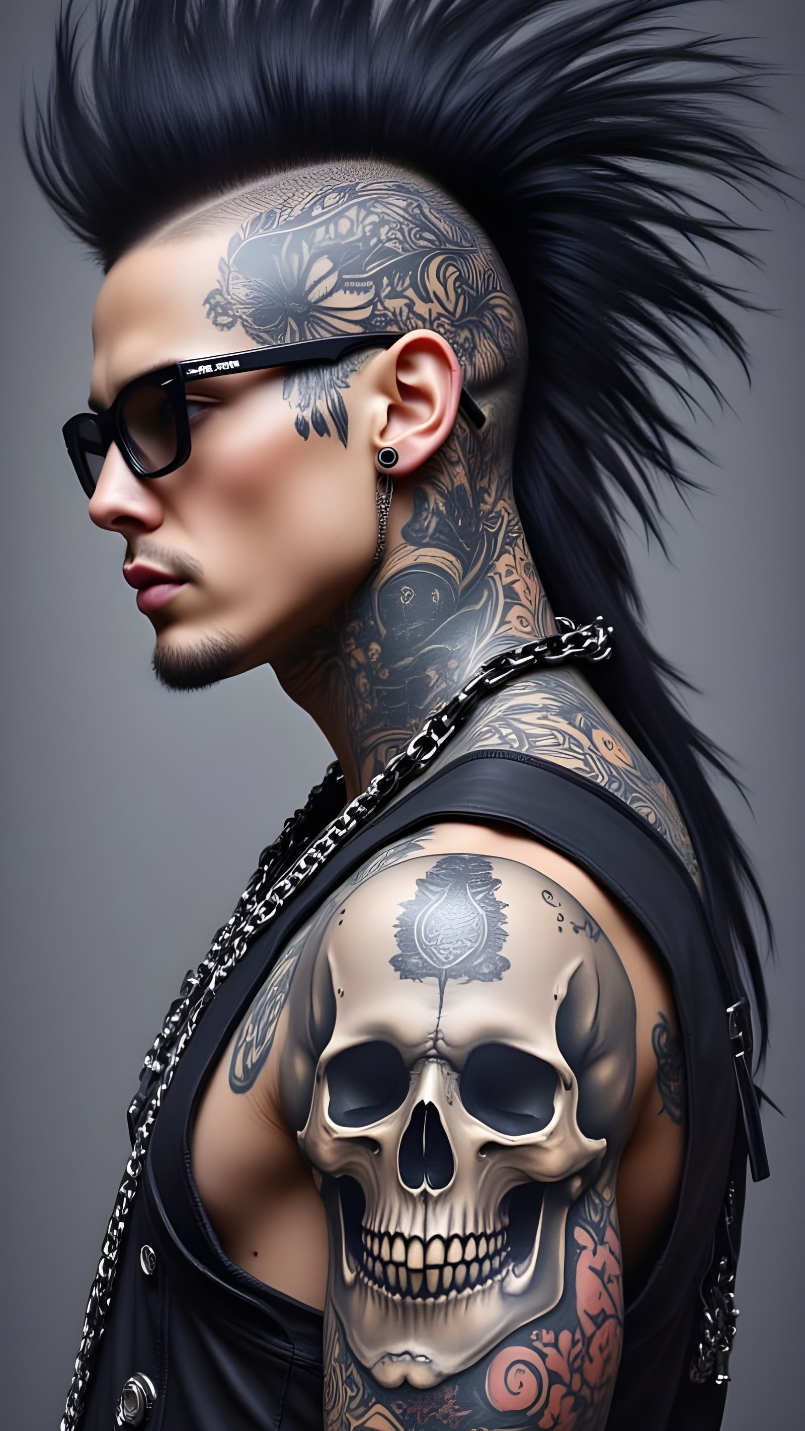 Tattooed Punk Profile in Modern Sci-Fi Style