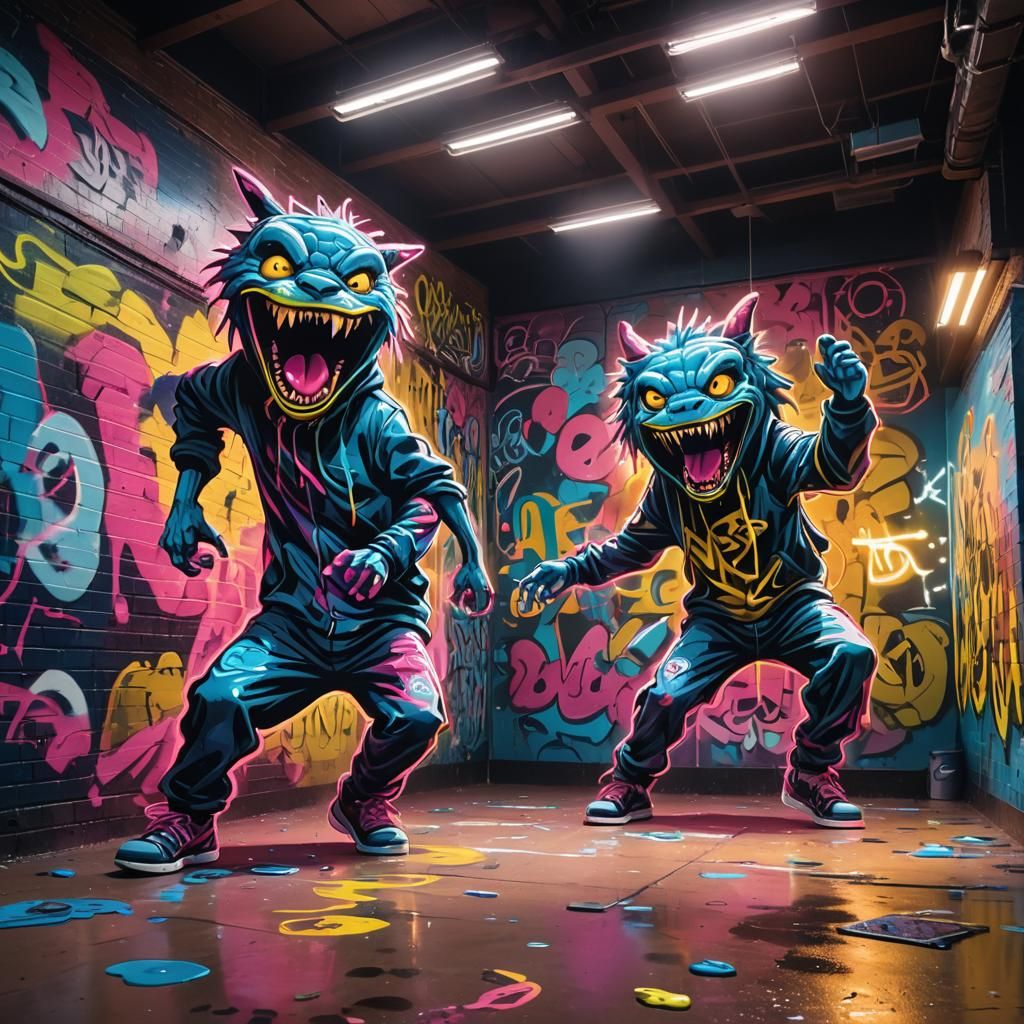 Graffiti Art: Mysterious Dancers in Gym