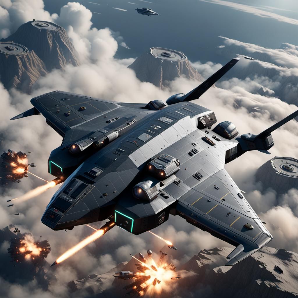 Symmetrical Stealth Bomber Spaceship in 3D