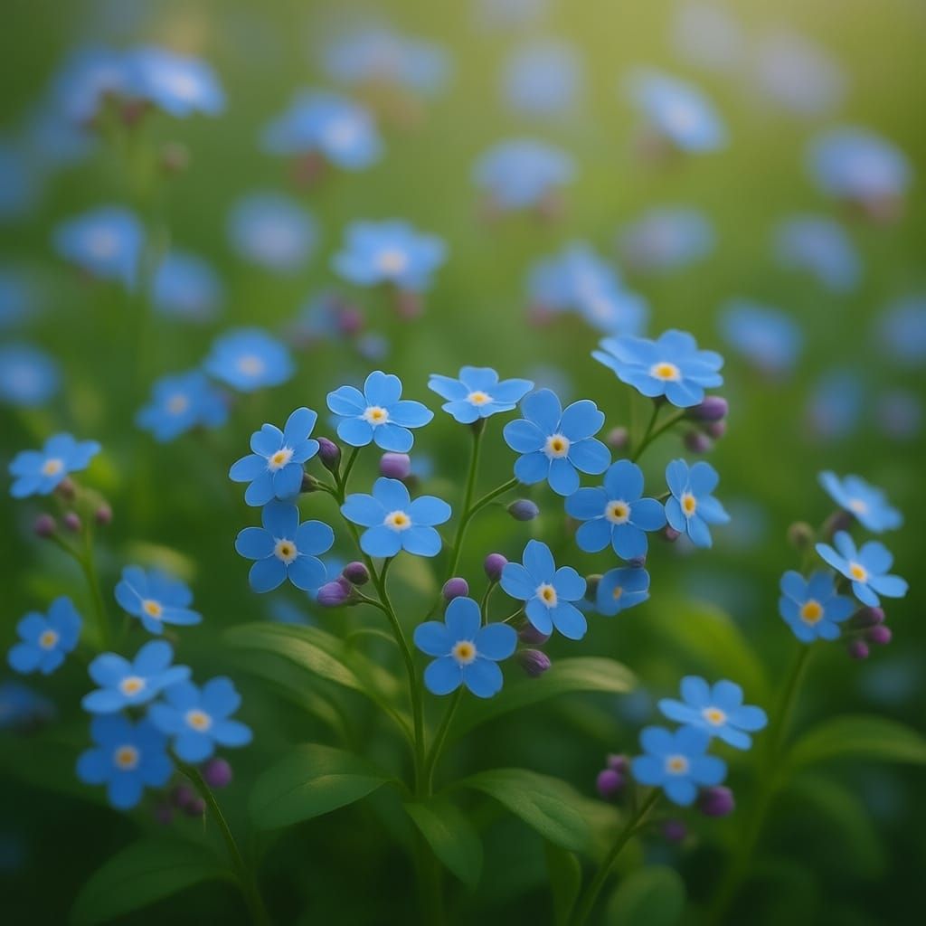 3D Butterflies on Forget-Me-Nots