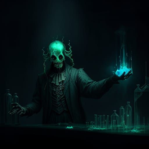 Dark Fantasy Scientist's Ethereal Laboratory Experiment