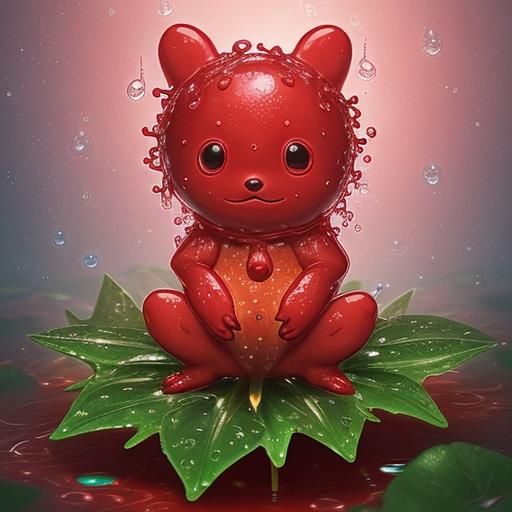 Glowing Plant Creature in Christmas Outfit