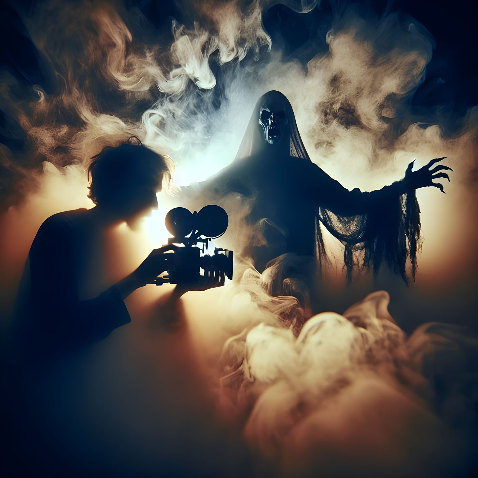 Ethereal Vampire Emerges from Darkness in a Dreamlike Surrea...