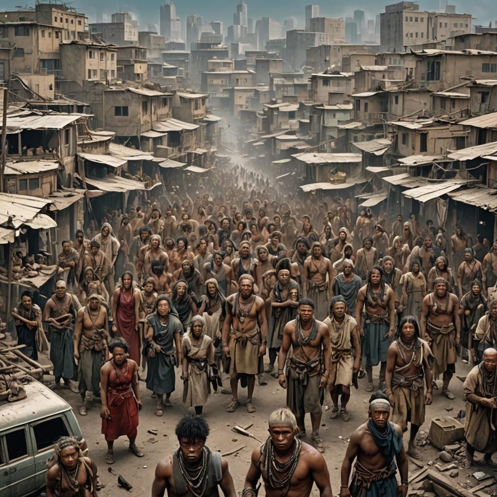 Dystopian Gender-Neutral Culture with Roaming Tribes