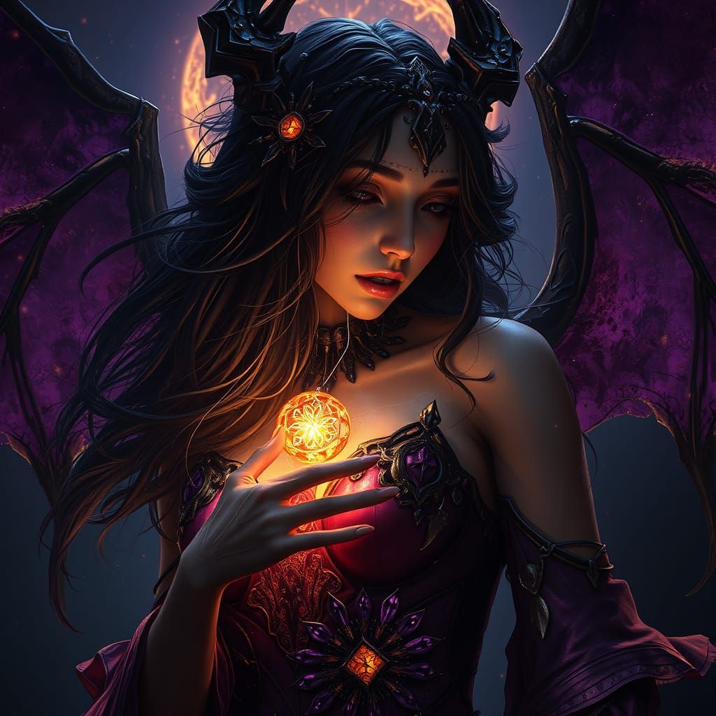 Dark Fantasy Goddess in Eerie, Golden Light