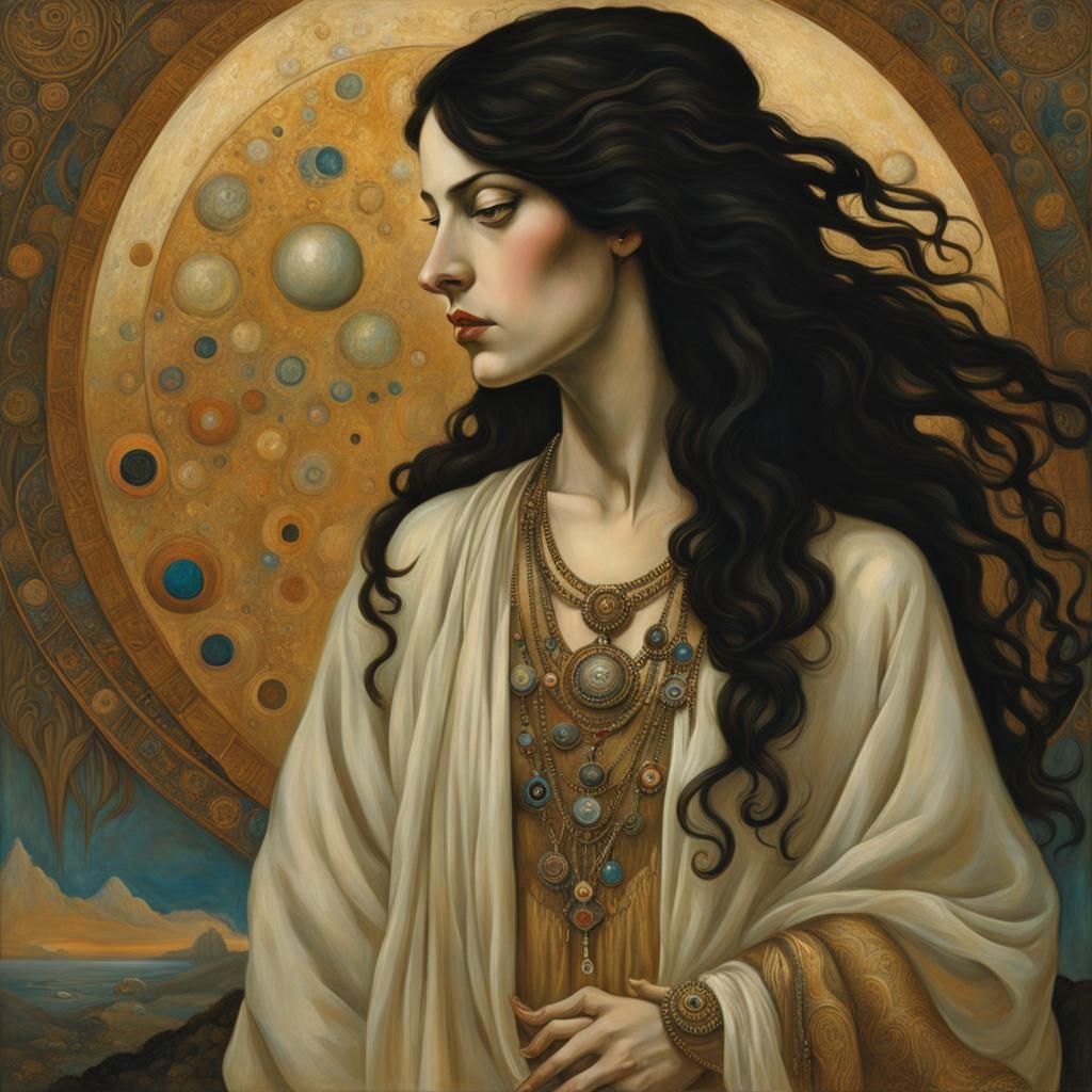 Surreal Figure in Dynamic Pose: Art Nouveau Impression