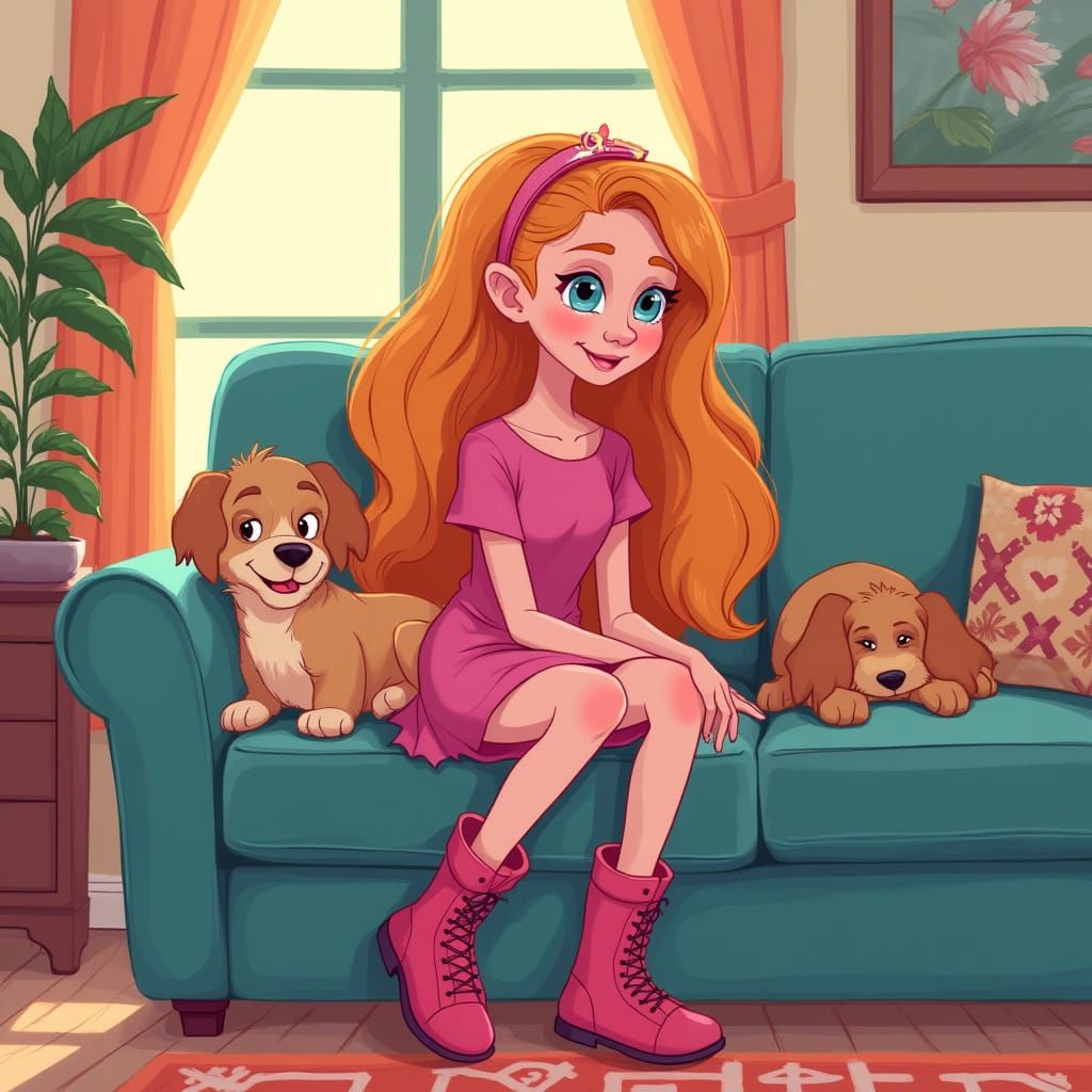 Gwen Tennyson and Binky in Cartoon Style