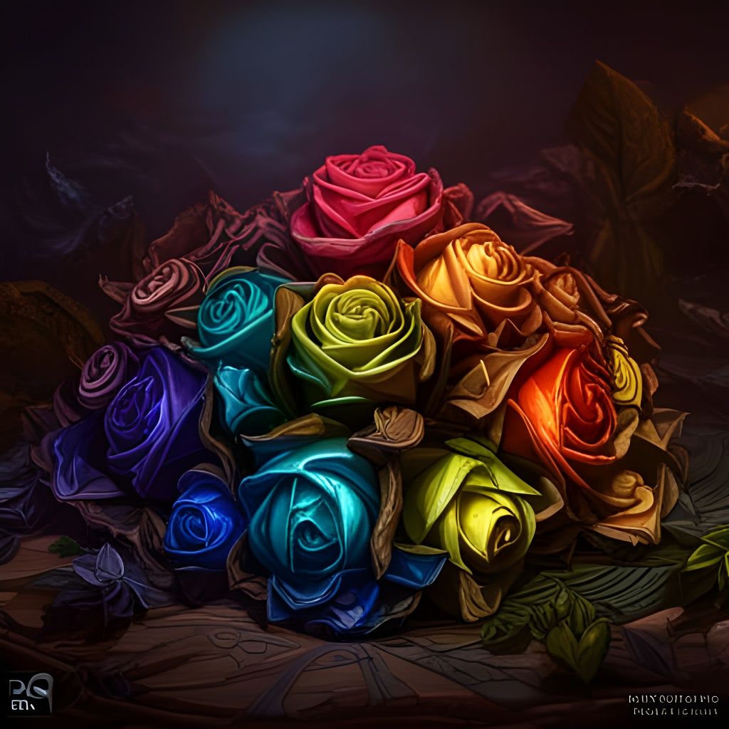 D&D Rainbow Roses: Dark Fantasy Art