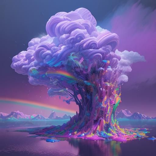 Candy Art Goat with Lollipop Clouds