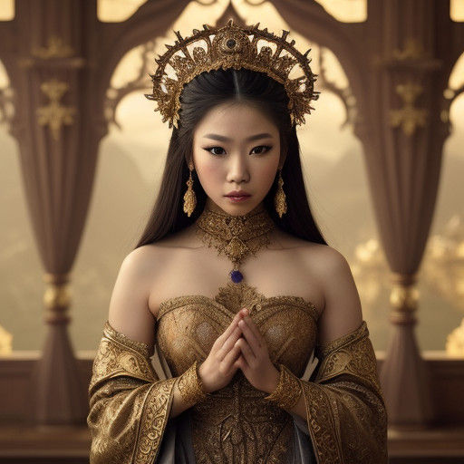 Ethereal Asian Beauty in Moody Cinematic Portrait