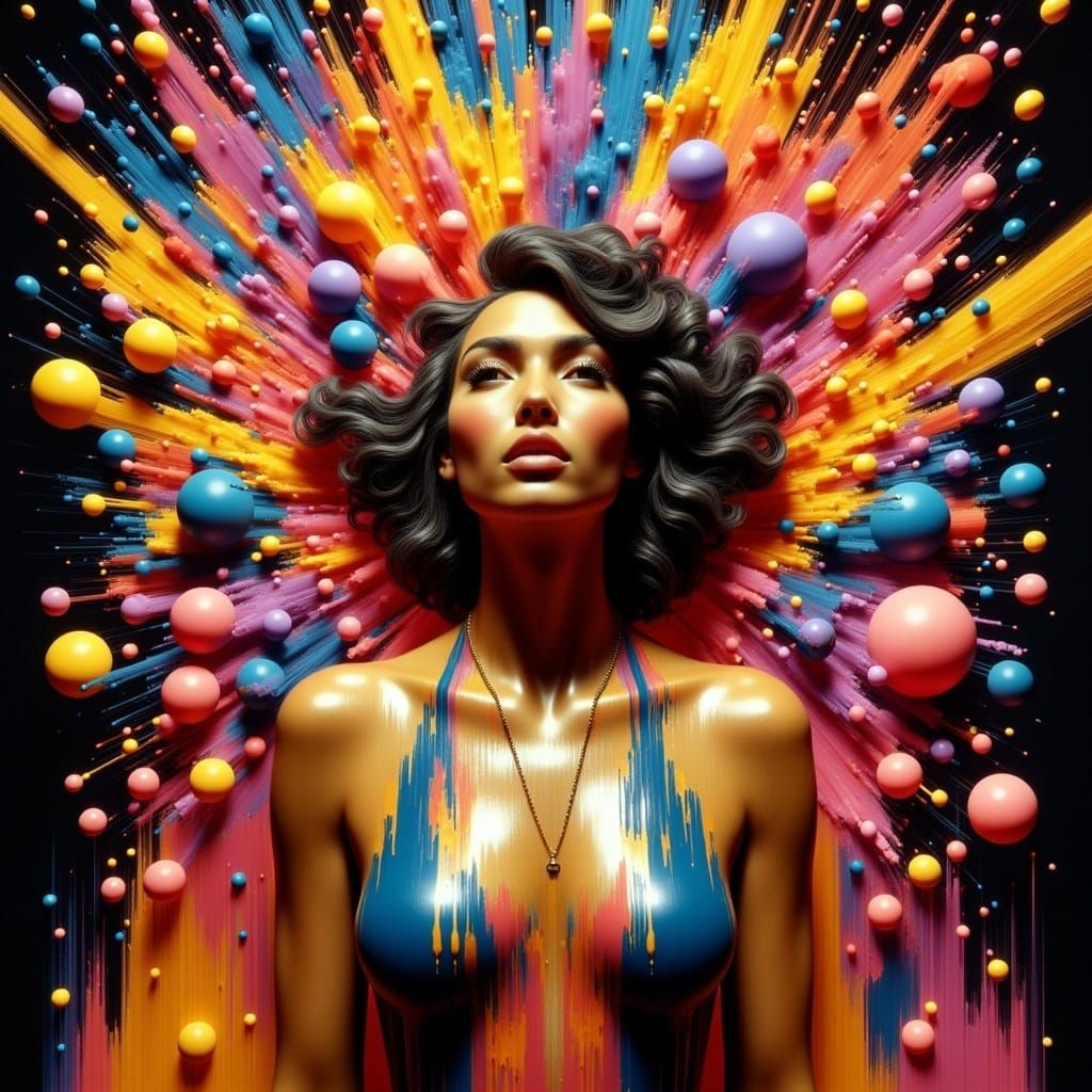 Explosive Cowgirl in Neo-Cubist Art Deco Style