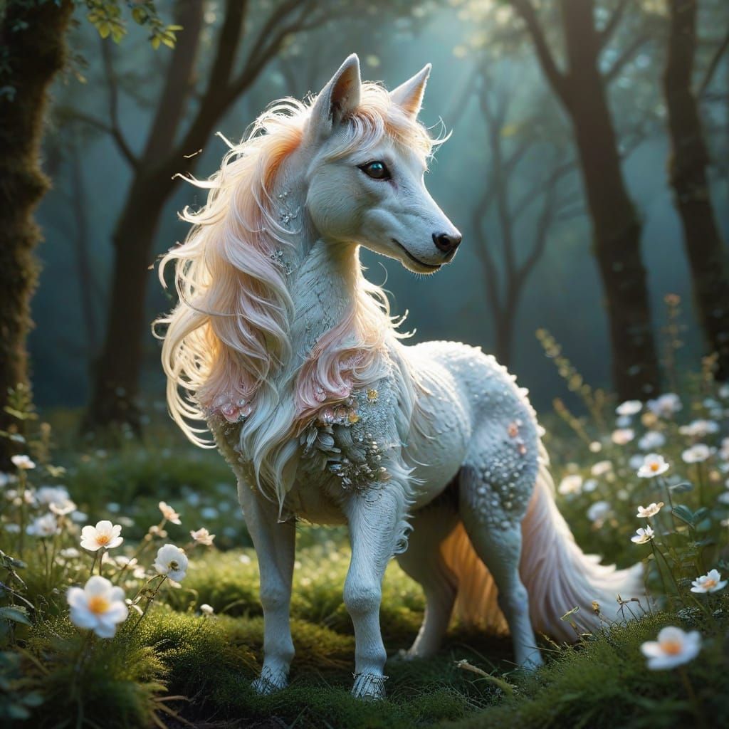 Goddess of Whimsy in Selenite and Sapphire