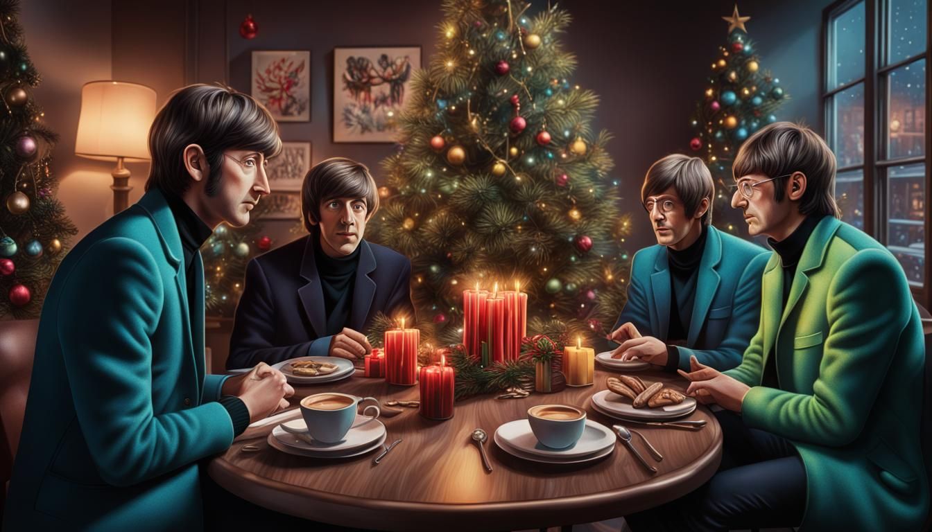 The Beatles Christmas: Photorealistic Neon Portrait