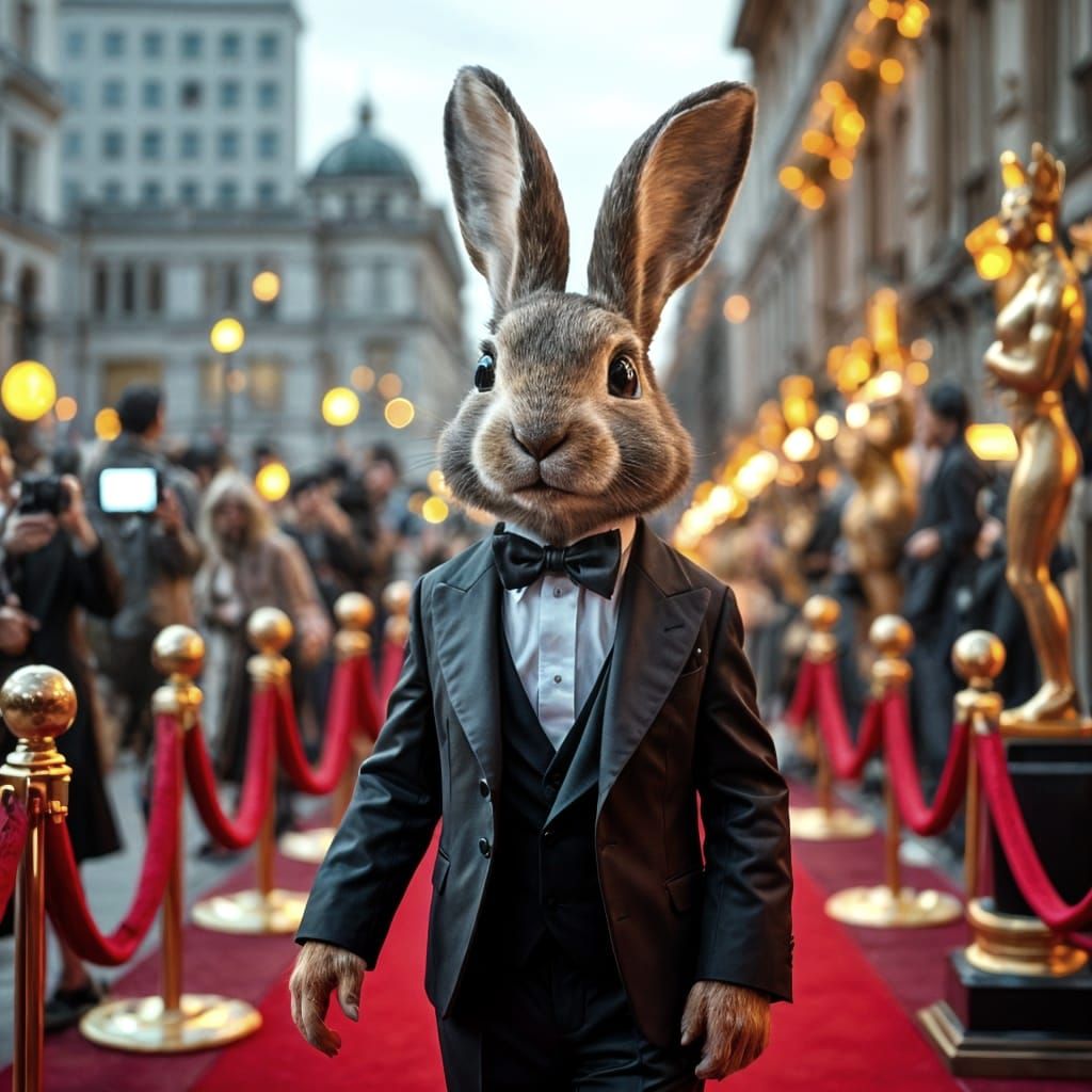 Whimsical City Rabbit Red Carpet Glamour at BAFTA