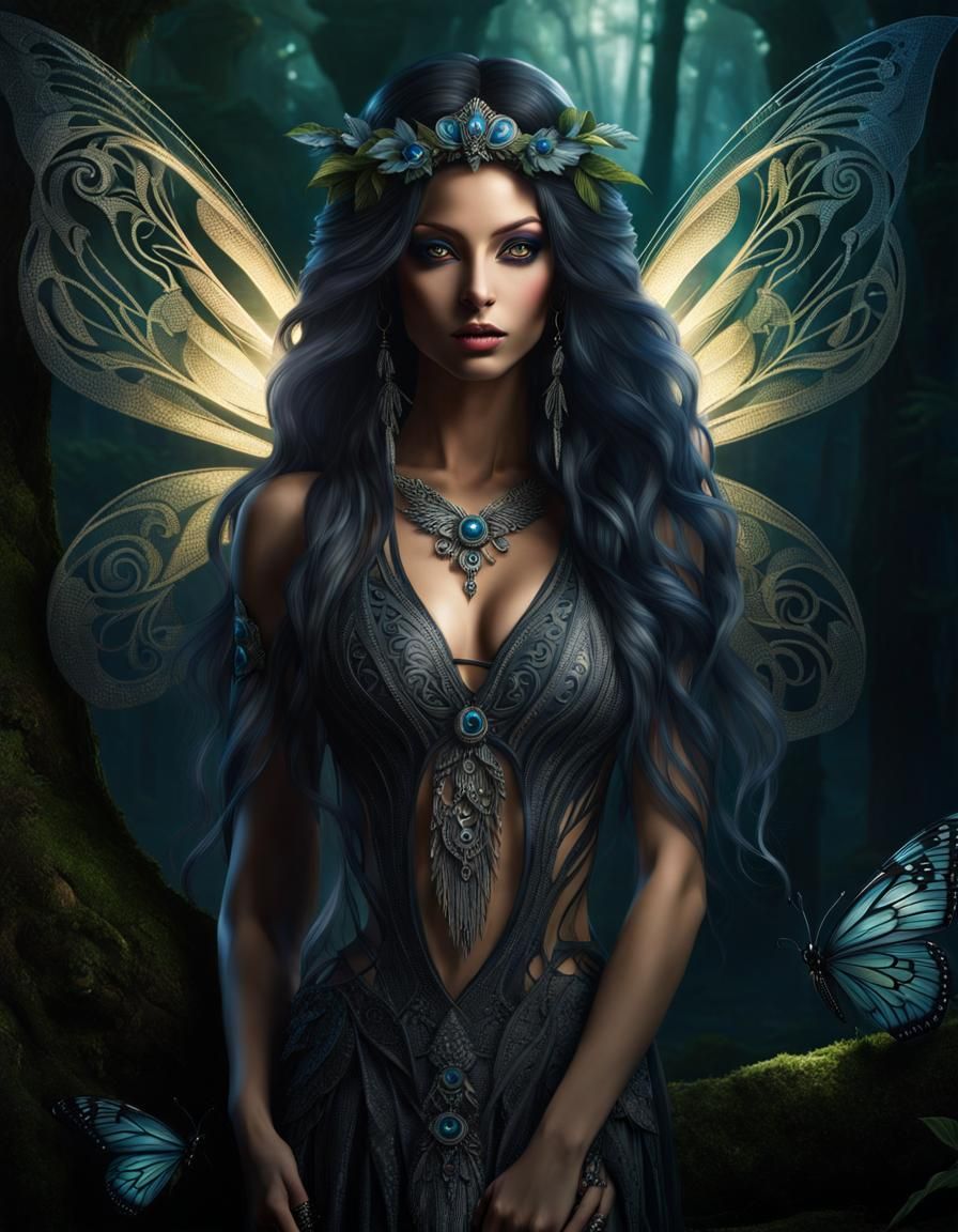 Mystical Faerie Portrait in Shadows