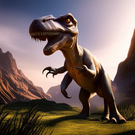 Detailed Dinosaur Matte Painting in Deep Color