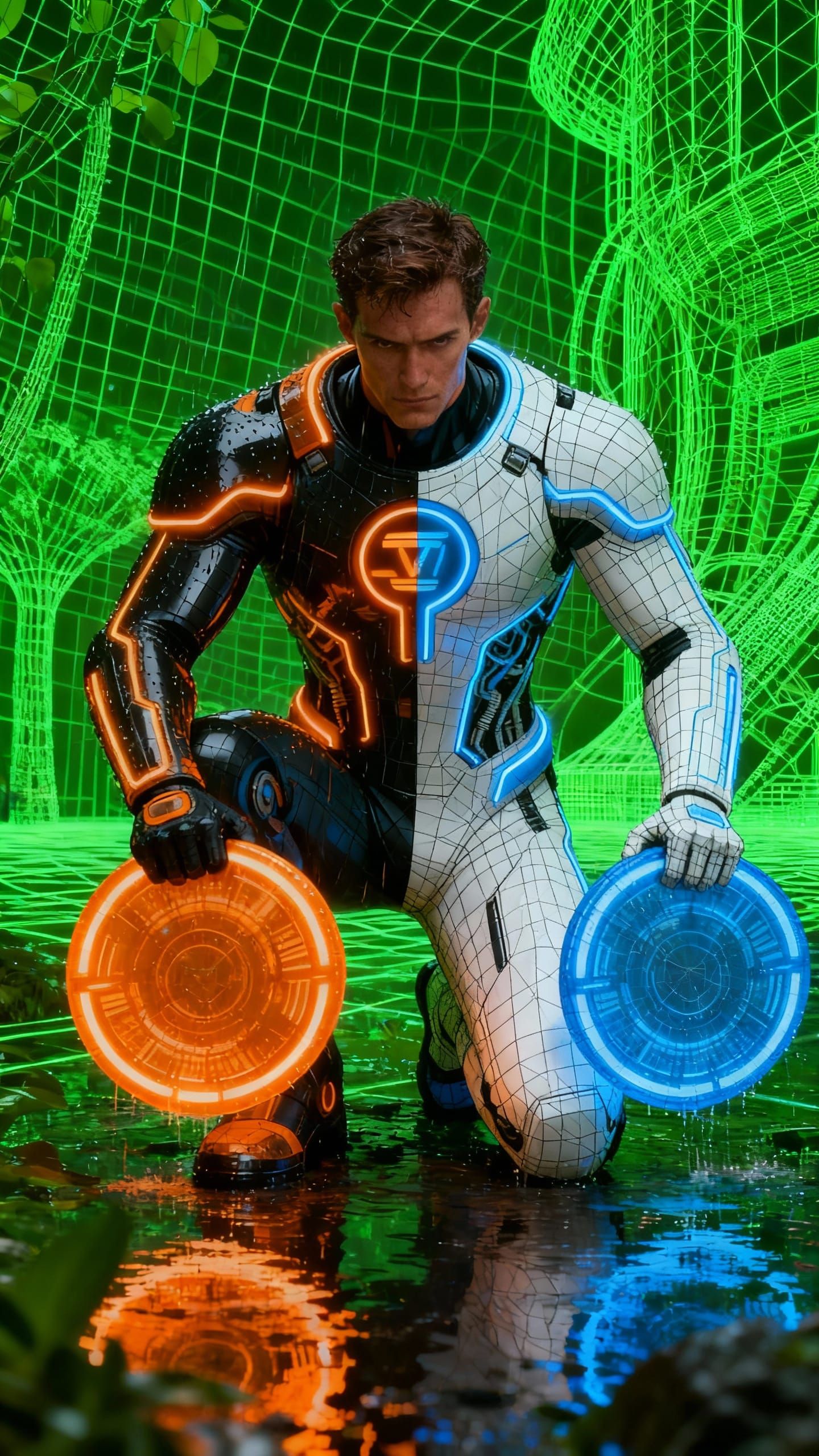 Tron Rinzler In Dynamic Stance With Split Neon Armor