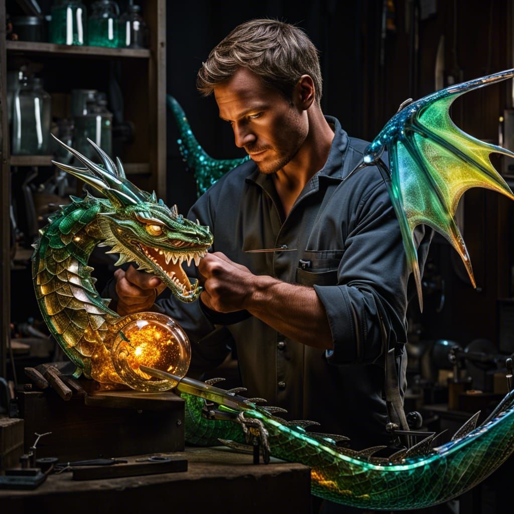 Blown Glass Dragon by Locksmith: Broken Glass Effect