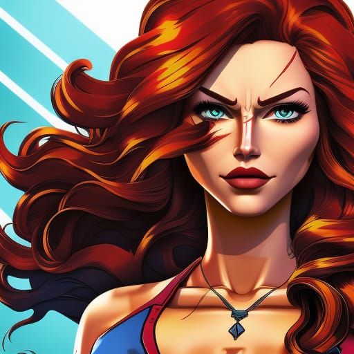 Redhead Portrait in Cel-Shaded Borderlands Style