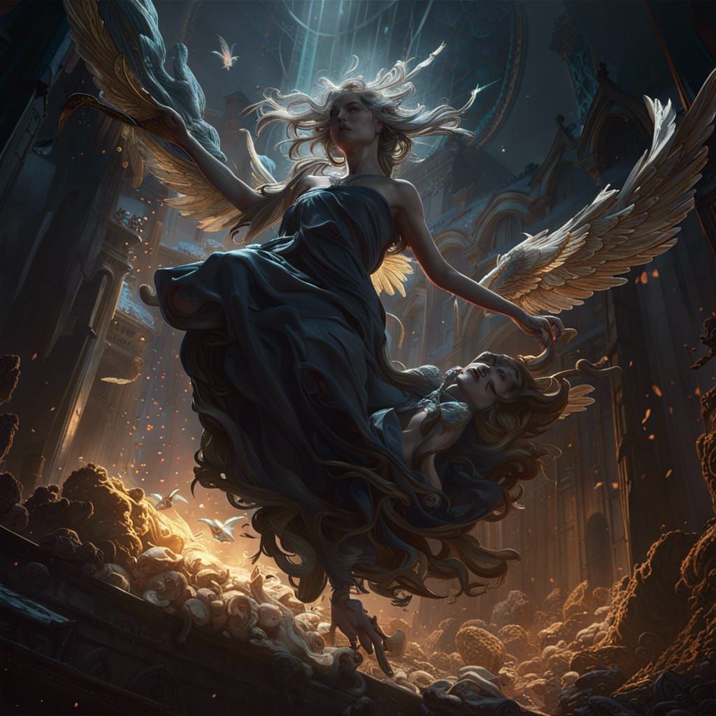Falling Angels in Dark Fantasy Concept Art