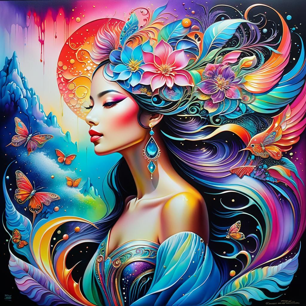 Surreal Scene with Pastel Colors and Platinum Accents