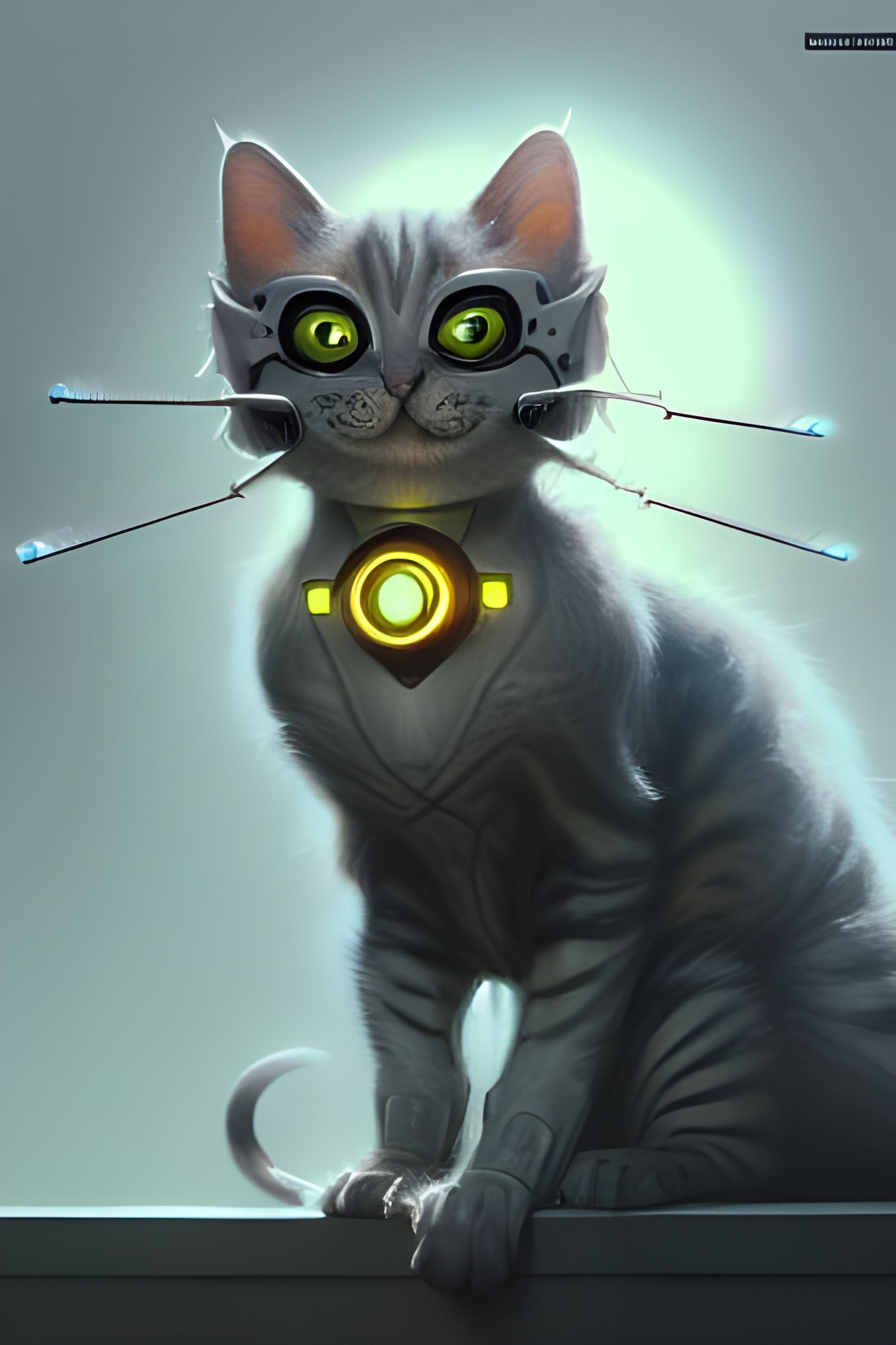 Cybernetic Cat Bot: Intricate Digital Art