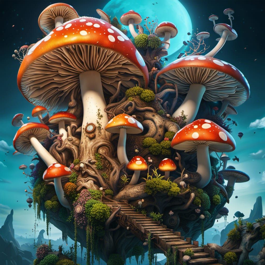Floating Mushrooms: A Steampunk Fantasy Masterpiece