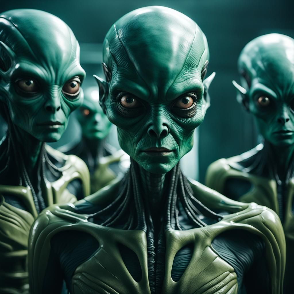 Woman's Alien Transformation: Cinematic Film Still