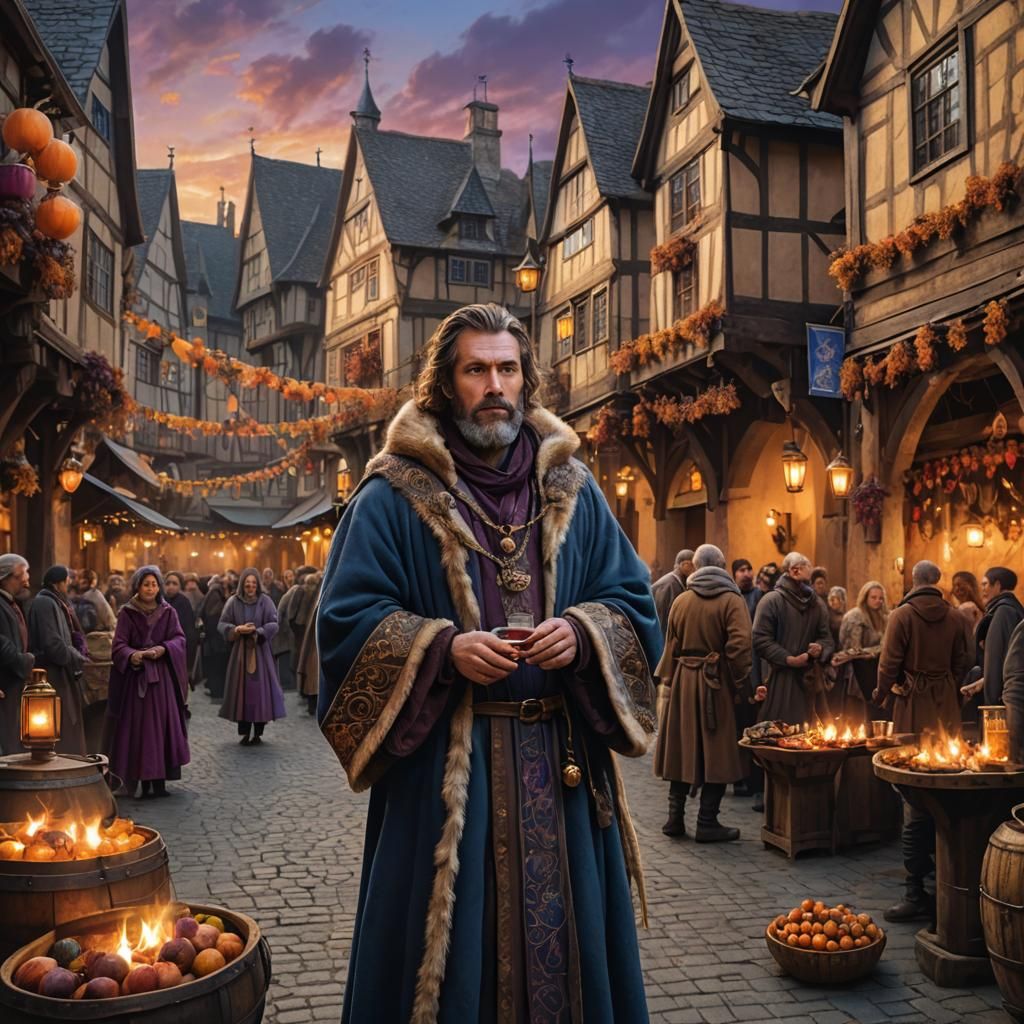 Medieval Autumn Cider Festival in Fantasy Concept Art