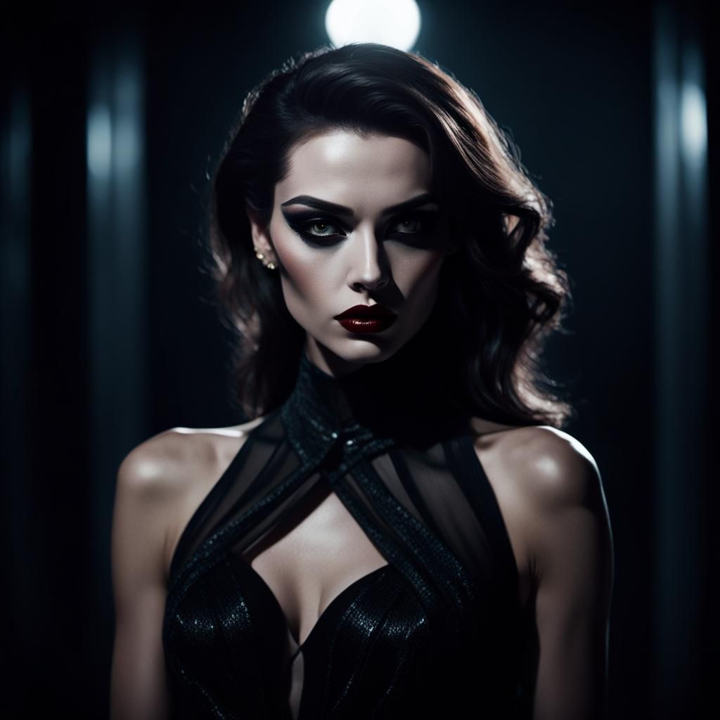 Captivating Woman in Moody, Cinematic Style