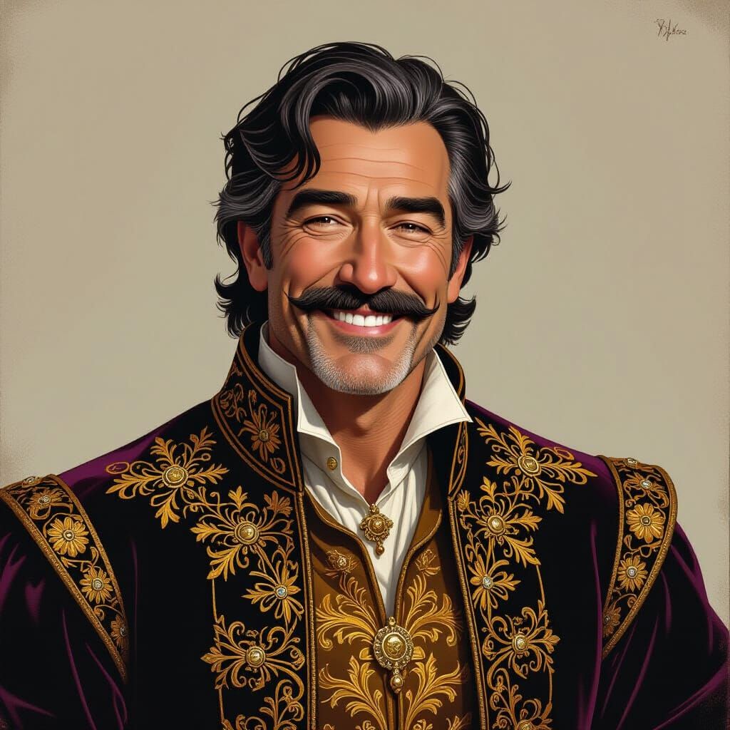 Wealthy Mayor in Medieval Attire: Elegant Digital Art