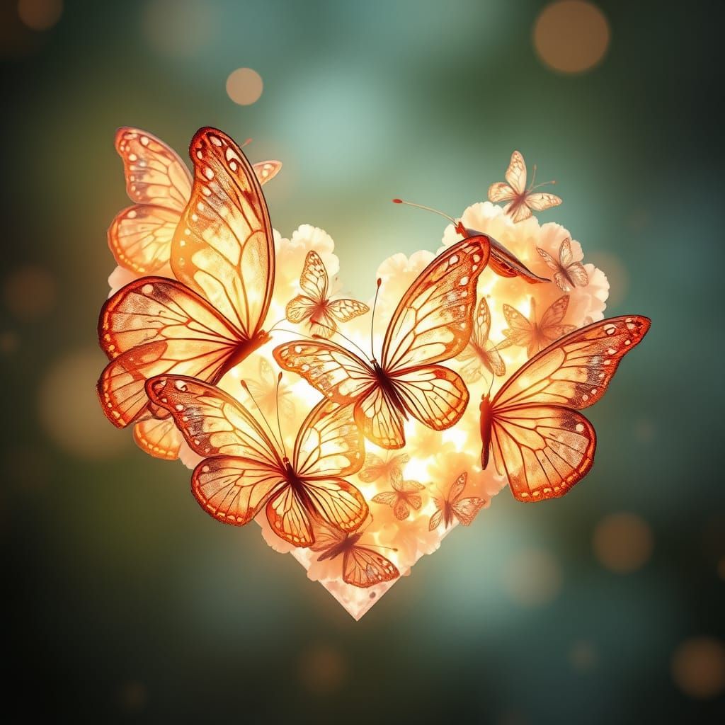 Butterflies Form Heart in Dreamy Ethereal Style