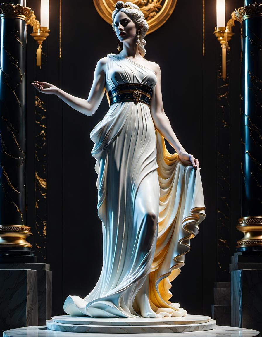 Onyx Dress Marble Statue in Unreal Engine 5