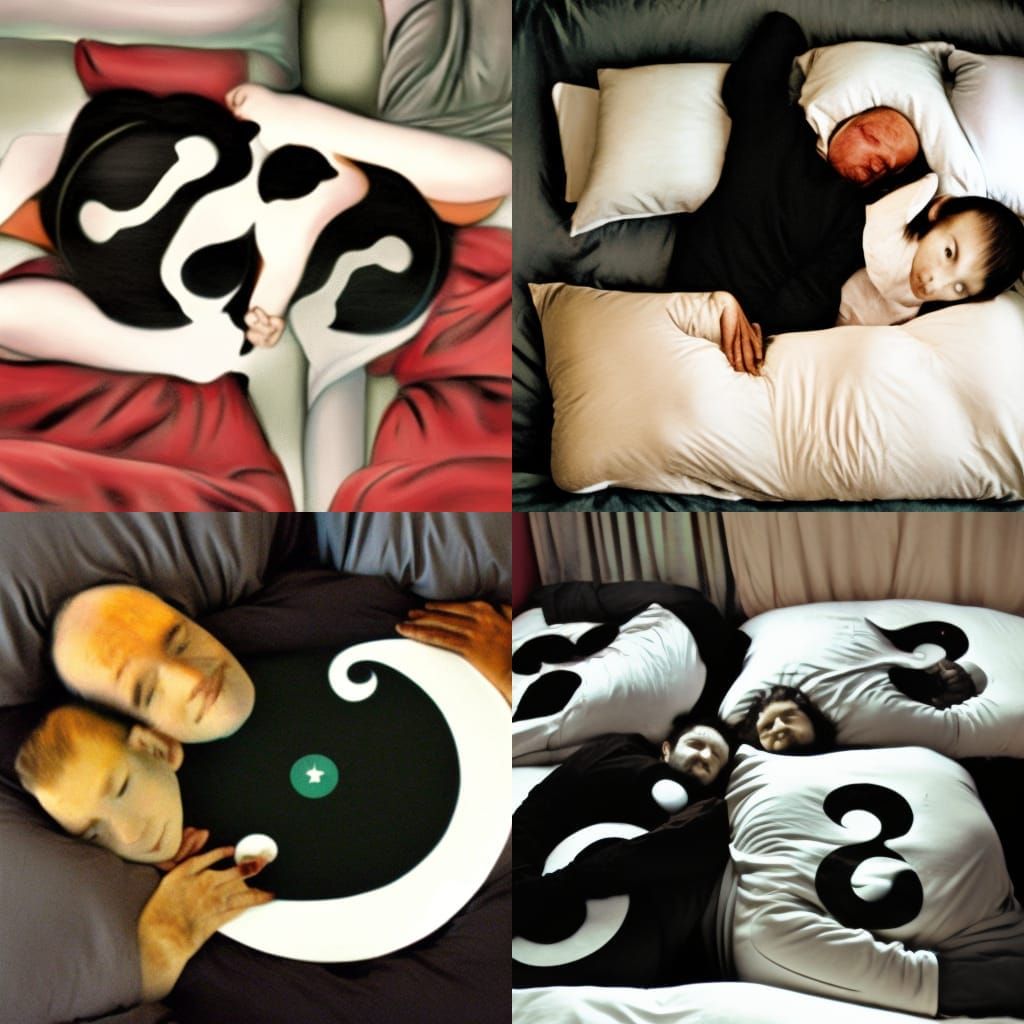 Yin and Yang Humans in Dreamlike Scene