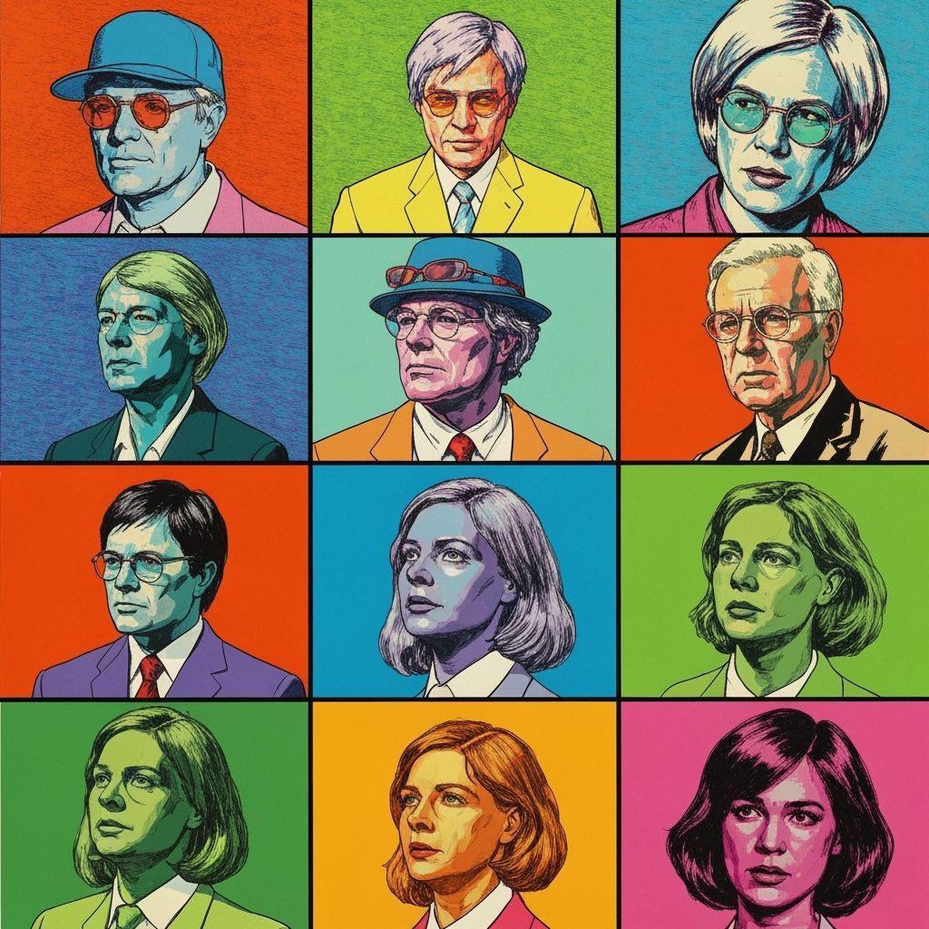 Pop Art Grid in Warhol Style with Bold Colors