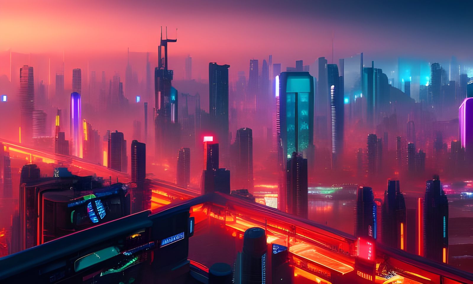 Cyberpunk Cityscape: Sci-Fi Neon Metropolis