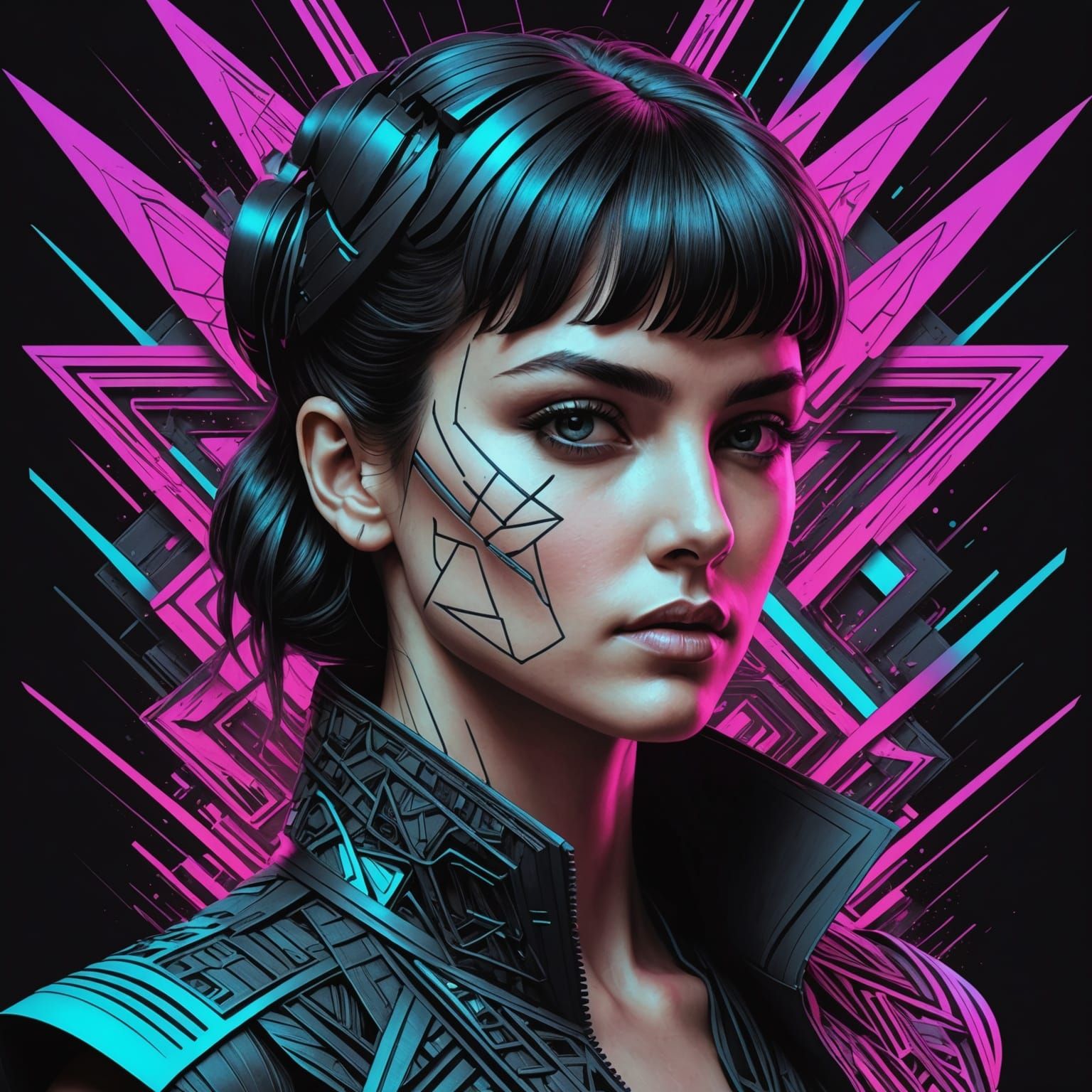 Neon Cyberpunk Cityscape in Synthwave Style