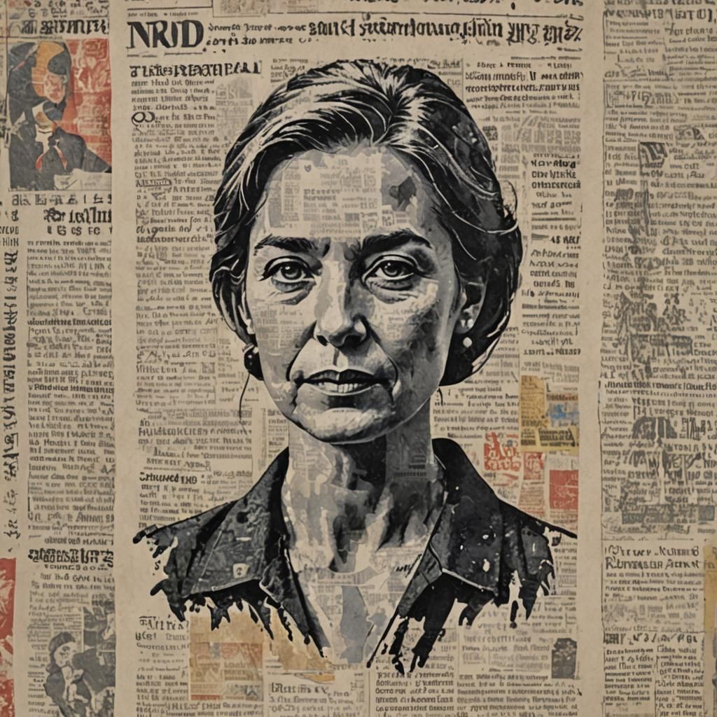 Vintage-Style Portrait in Newspaper Print Colors