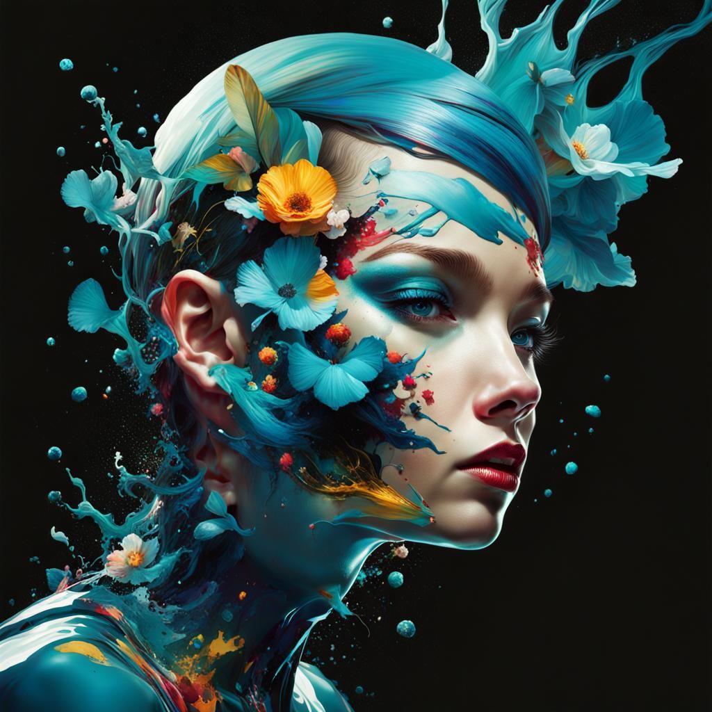 Dynamic Digital Art with Watercolor and Ink Details