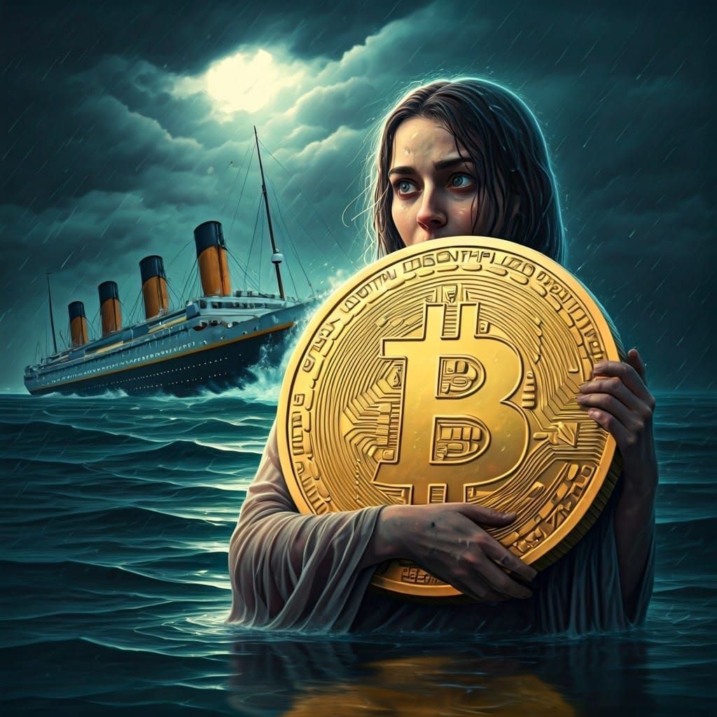 Titanic Shipwreck: Woman and Bitcoin in Baroque Style