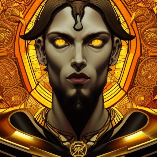 Saturn Portrait in Stained Glass Style