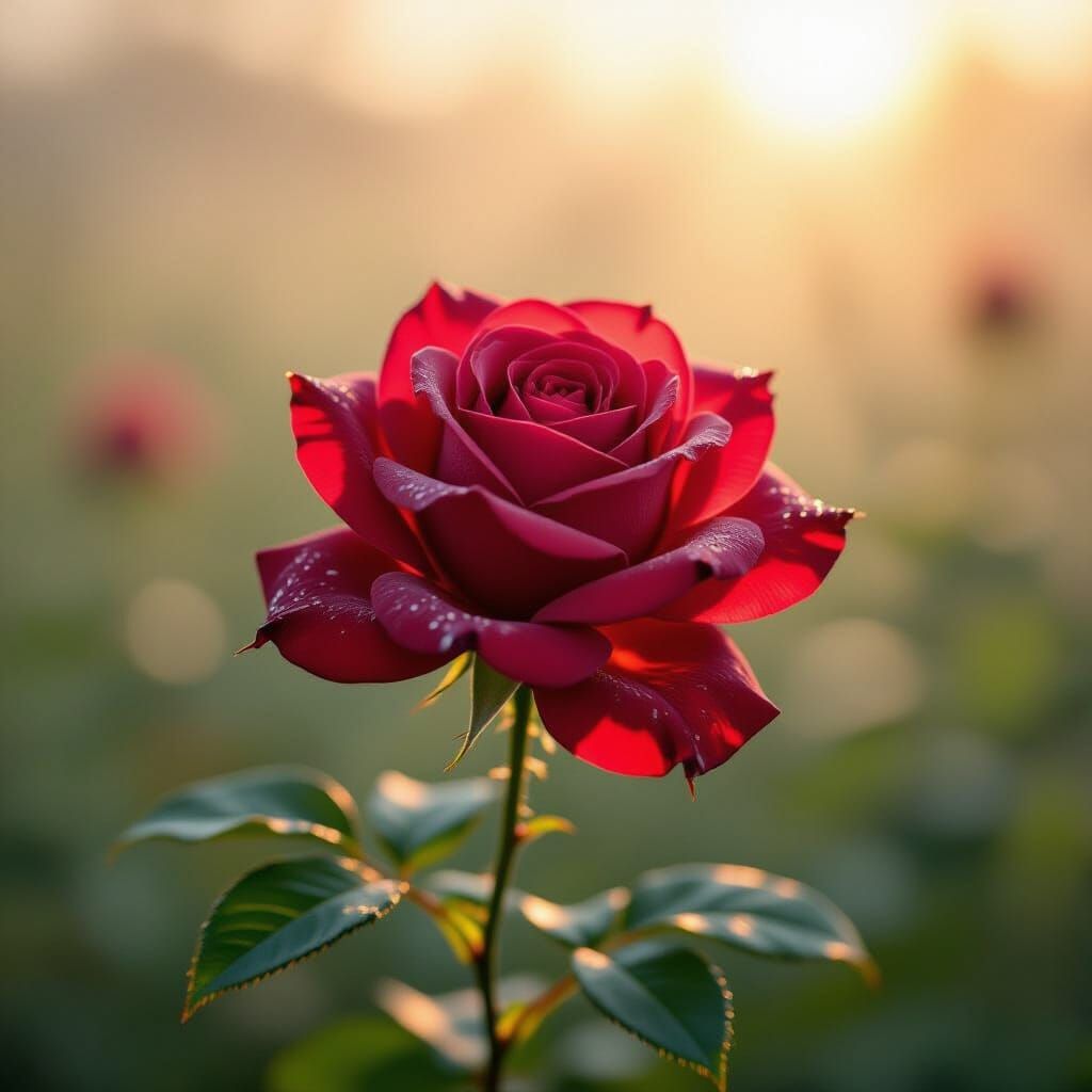 Hyperrealistic Dew-Kissed Rose Macro Photography