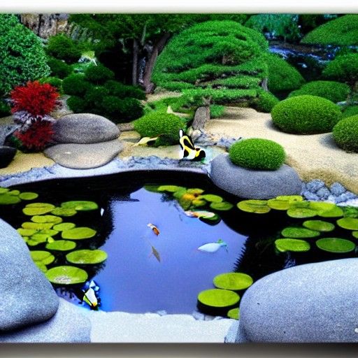 Zen Garden: Tranquil Koi Pond Matte Painting