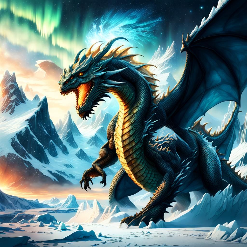 Dragon Rider in Antarctica: Epic Fantasy Art