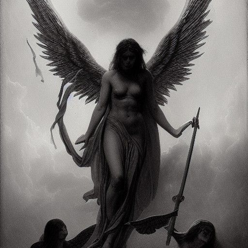 Angel and Devil in Horror Style
