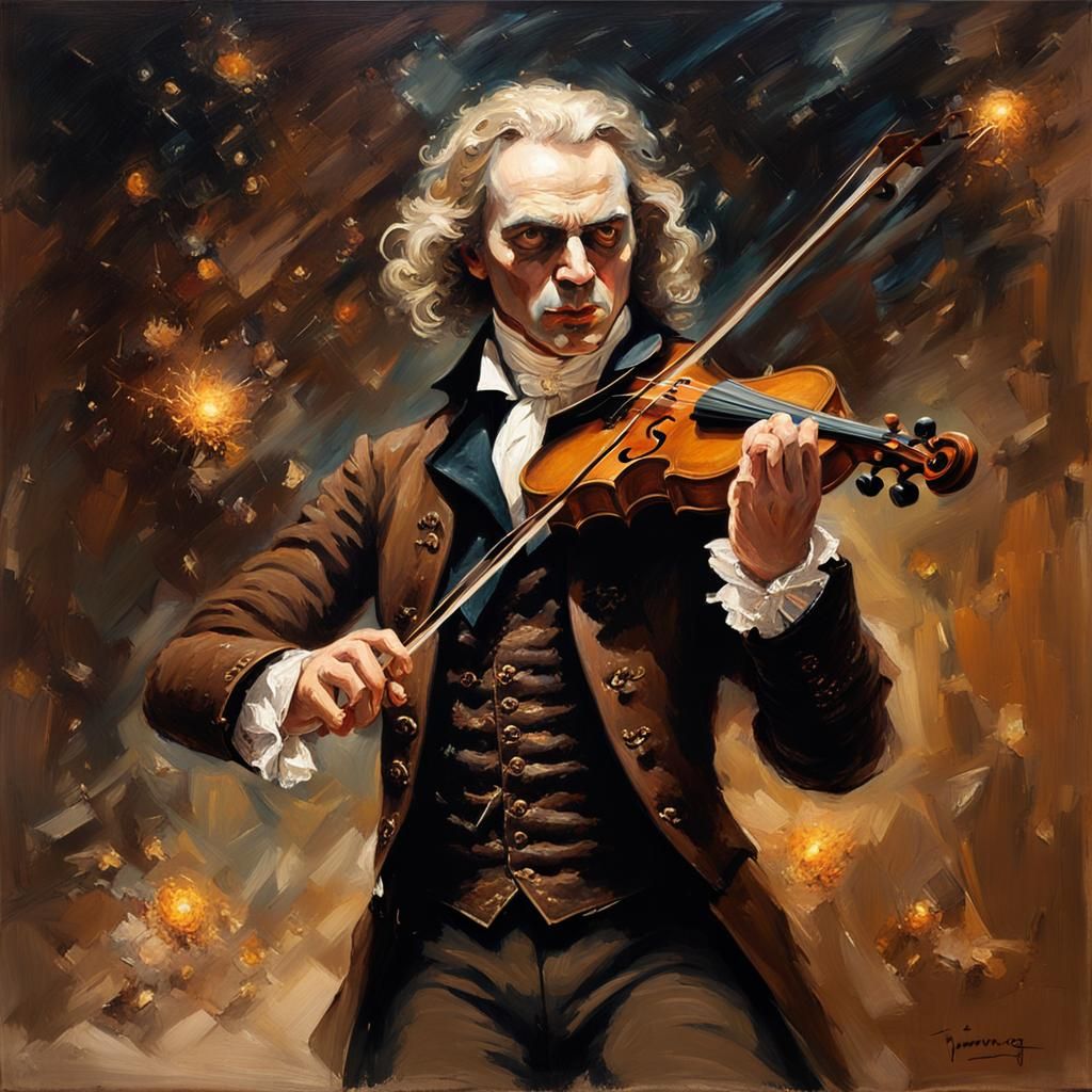 Lestat the Vampire Plays Violin in Impasto Oil
