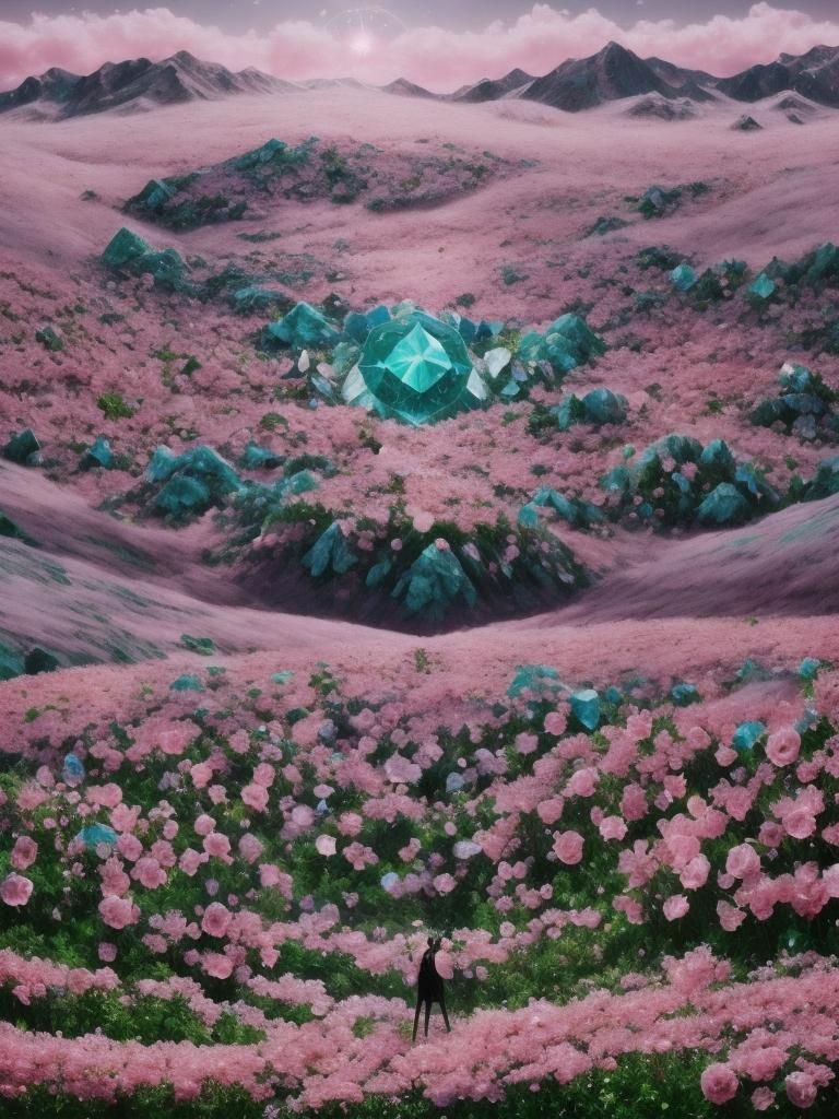 Crystal Kaleidoscope Mountains in Rose Field