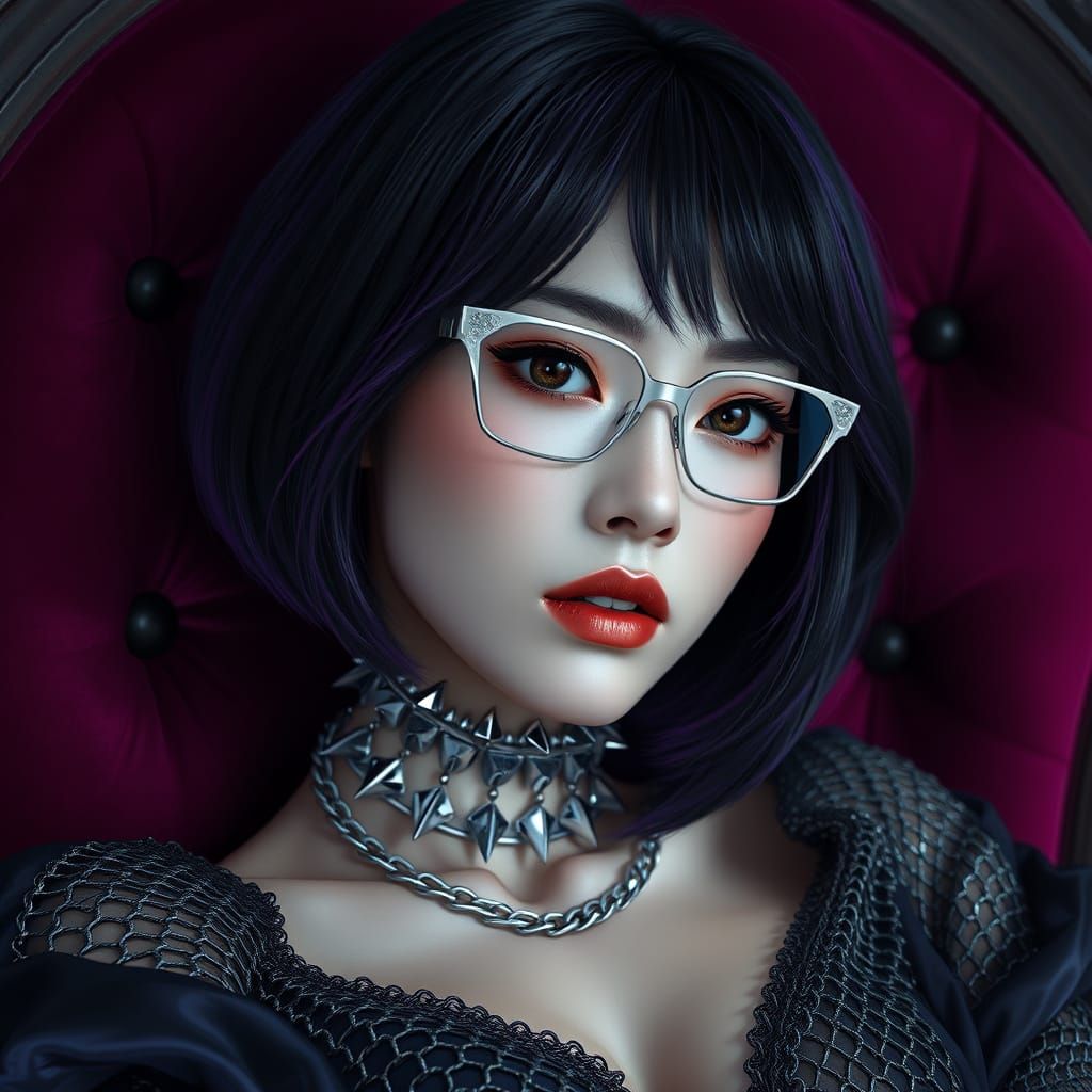 Mystical Gothic Goddess in Velvet Chair