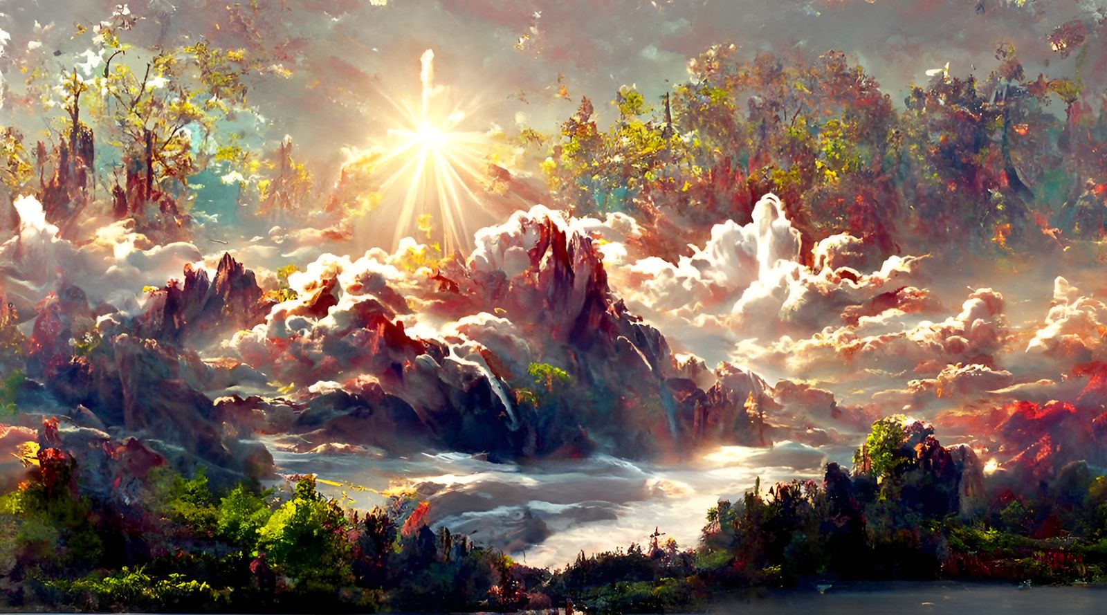 Angelic Landscape Painting in Hyperrealism Style